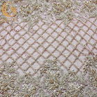 Phong cách Nigeria Vàng Đính cườm Vải ren bằng tay Thêu vải tuyn Chiều rộng 135cm