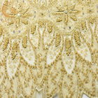 Vải ren đính cườm vàng có chuỗi hạt nặng làm bằng tay mềm mại 80% nylon