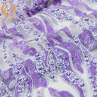 Vải ren thêu bằng tay cườm màu tím có thể hòa tan trong nước cho hàng may mặc