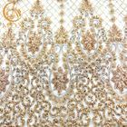 Thêu thủ công màu vàng chất liệu ren MDX Vải ren cho váy cưới