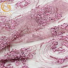 Váy cưới màu hồng Vải ren đính cườm nặng 20% ​​Polyester tùy chỉnh