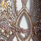 Hạt 3D màu tím Vải ren đám cưới Nhiều màu Chiều dài 91,44cm với Sequins