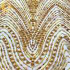 Shiny Sequins Ren lưới thêu / Ren hạt vàng 80% nylon