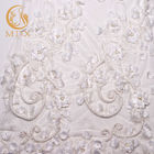Hoa 3D Vải ren trắng phù hợp 80% nylon Chiều dài 1 sân