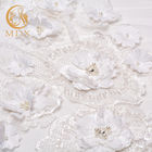Hoa 3D Vải ren trắng phù hợp 80% nylon Chiều dài 1 sân
