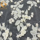 Vải tuyn 3D hoa trắng thêu ren 80% nylon cho đám cưới