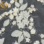 Vải tuyn 3D hoa trắng thêu ren 80% nylon cho đám cưới