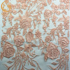 Vải ren lưới thêu ren đẹp nylon / Chất liệu ren hồng Chiều dài 91,44cm