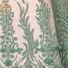 ODM Váy đính cườm màu xanh lá cây thanh lịch Vải ren cô dâu Chiều rộng 140Cm