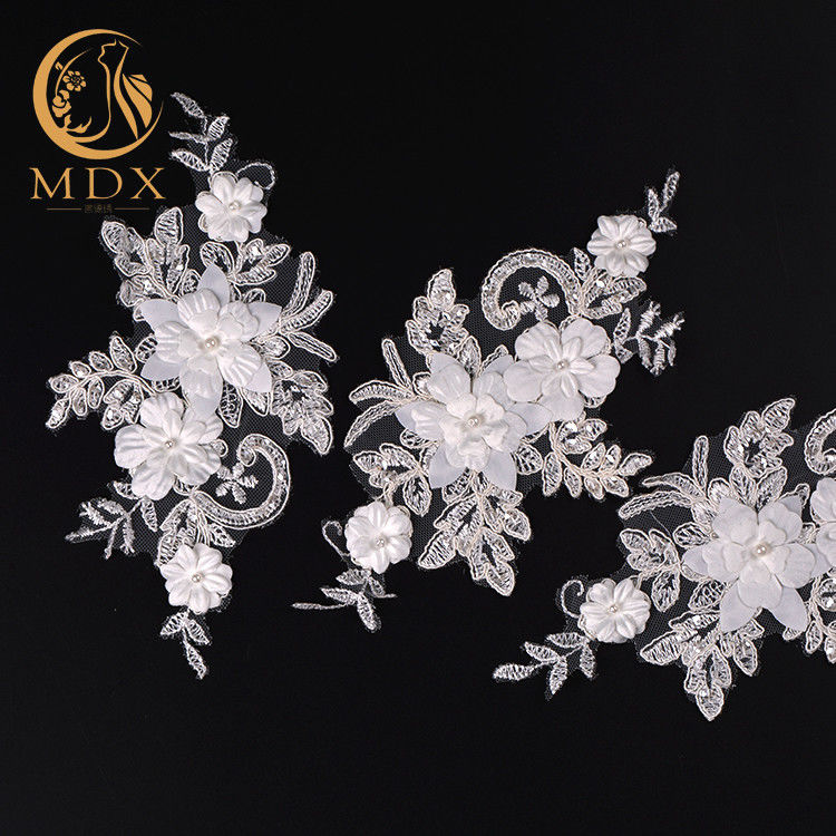 MDX 3D hoa trang trí ren thêu đính cườm Trang trí ren cho váy cưới